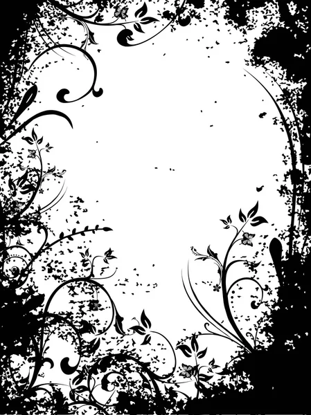 Grunge noir avec floral — Image vectorielle