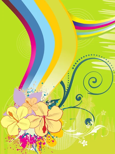 Floraison grunge avec des rayures colorées — Image vectorielle