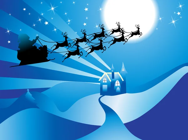 蓝色背景圣诞老人 — 图库矢量图片