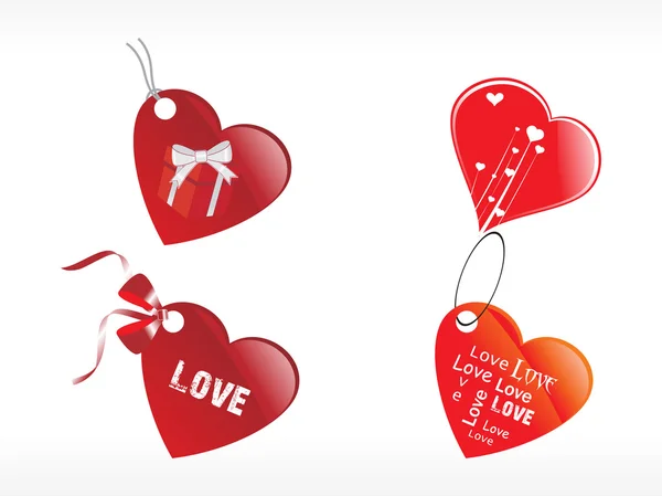 Heart tags with ribbon — Stock Vector