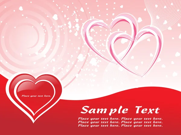 Coeur rouge avec valentin rose — Image vectorielle