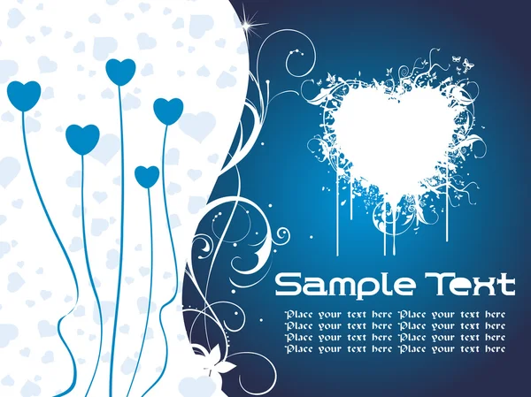Texto de San Valentín azul en forma de corazón — Vector de stock