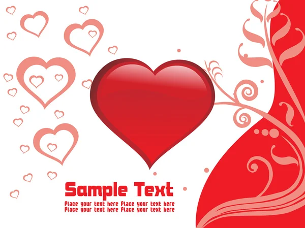Vector- red valentine card illustration — Stock Vector
