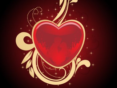 Kissing couple in grungy red heart clipart