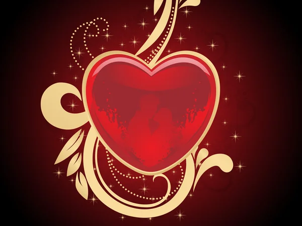 Поцілунки пара в гранжевому червоному серці — стоковий вектор