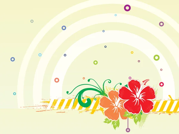 Fleur d'hibiscus et bulles, papier peint — Image vectorielle