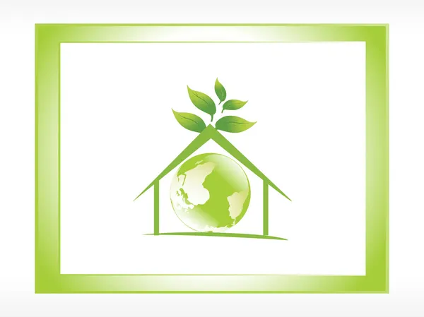 Glob ikona w zielony dom — Wektor stockowy