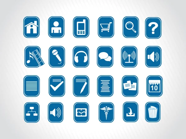 Icons on blue background — Stock Vector