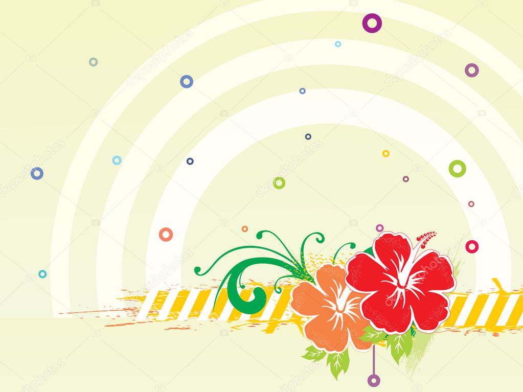 Hibiscus flower and bubbles, wallpaper