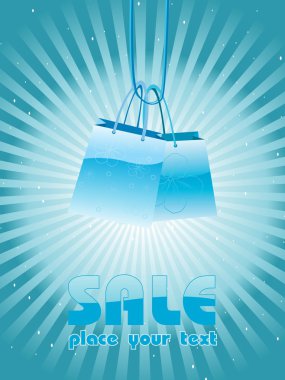 Rays background with set of shopping bag clipart