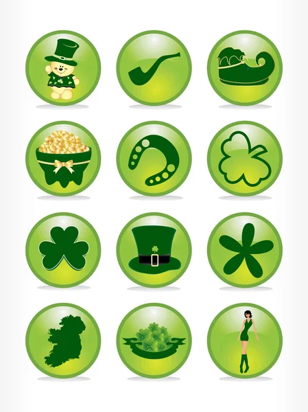 Juego de 12 botones de St. Patrick — Archivo Imágenes Vectoriales