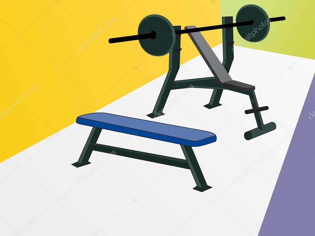 Weightlifting Bench And Weights Stock Vector C Alliesinteract