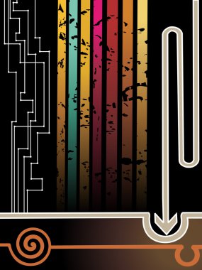 Grungy rainbow lines background clipart