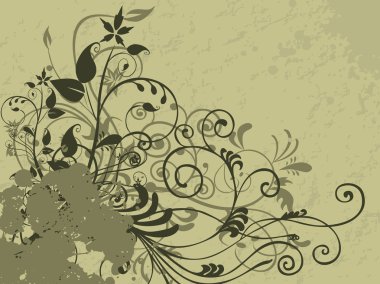 Texture background with grungy floral clipart