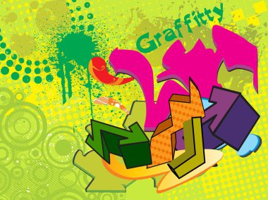 Grungy background with colorful artwork clipart