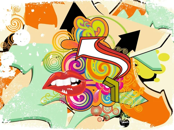 Grungy έργο τέχνης με σέξι χείλη — Διανυσματικό Αρχείο