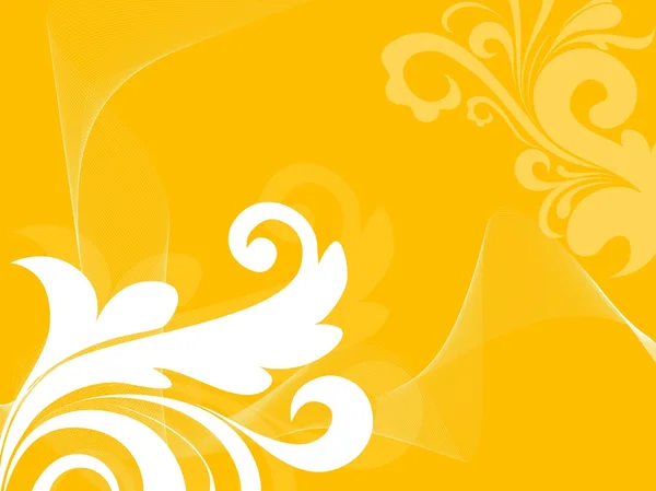Жовтий хвильовий фон з квітковим — стоковий вектор