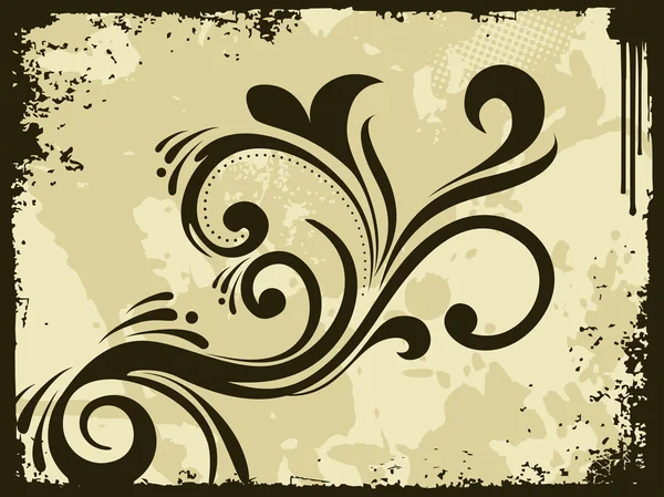 Fond bordure grunge avec floral — Image vectorielle