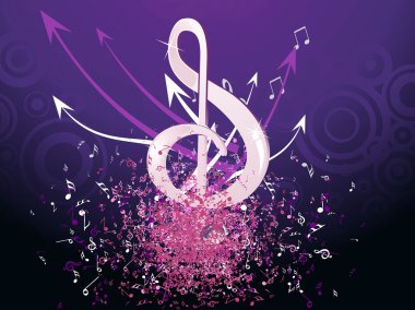 Grungy musical notes on background clipart