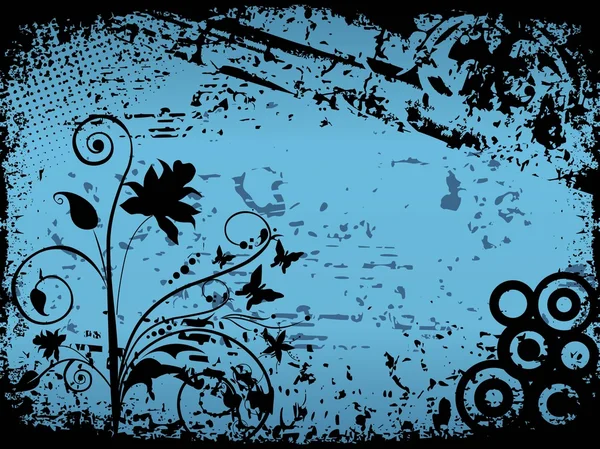 黒花柄のテクスチャ背景 — ストックベクタ