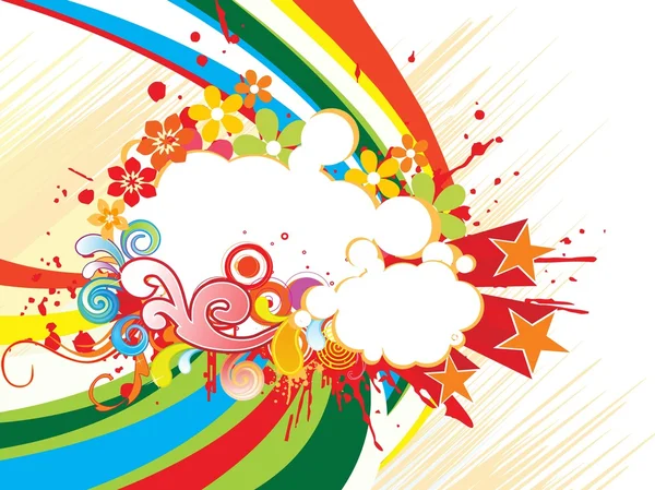 Grungy achtergrond met kleurrijke illustraties — Stockvector
