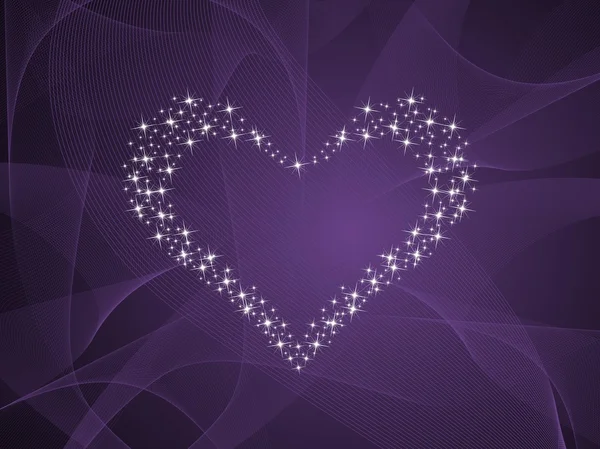 Coeur romantique avec fond d'onde — Image vectorielle
