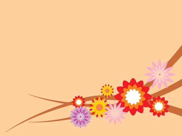 Flor colorida con fondo de melocotón — Vector de stock