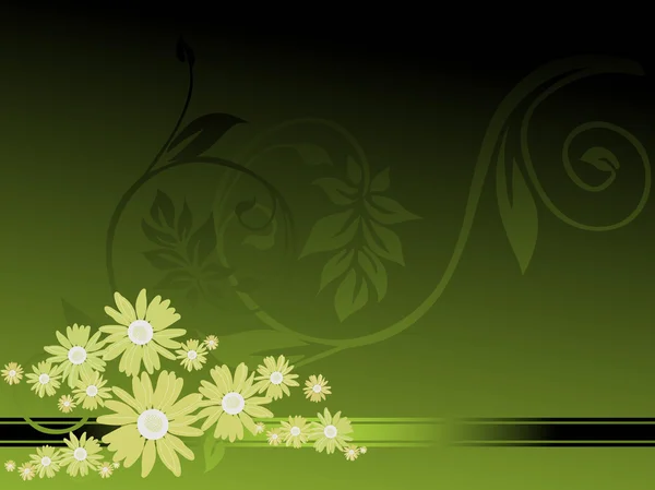 Yeşil renkli çiçekleri ile — Stok Vektör
