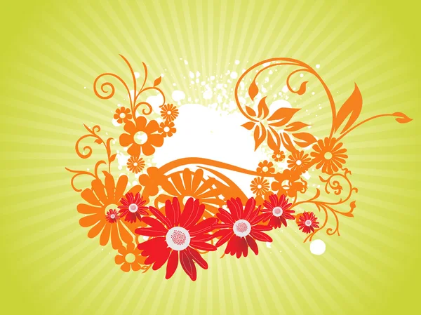 Rayons de fond avec floral grungy — Image vectorielle