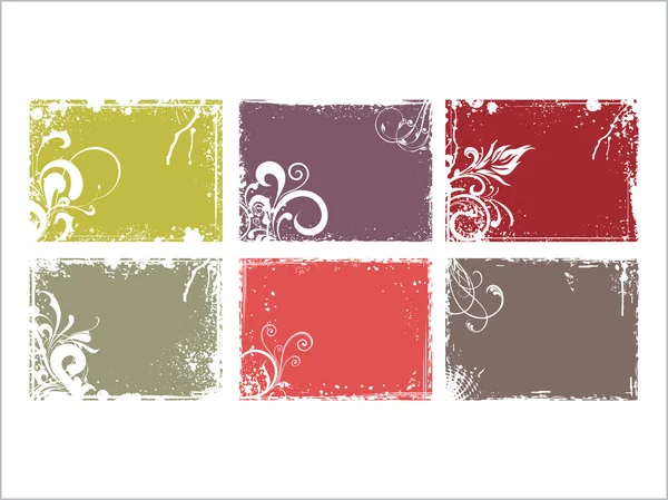 Cadre grunge coloré avec floral — Image vectorielle