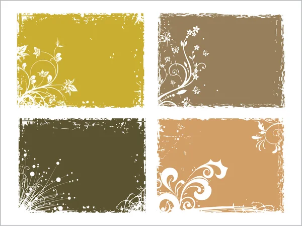 Set of dirty floral frame — Stock Vector