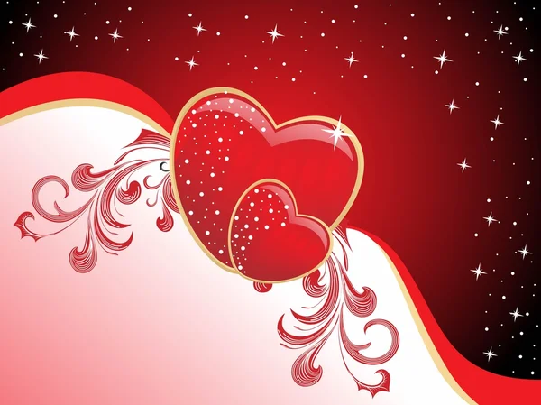 Fond avec coeur romantique décoré — Image vectorielle