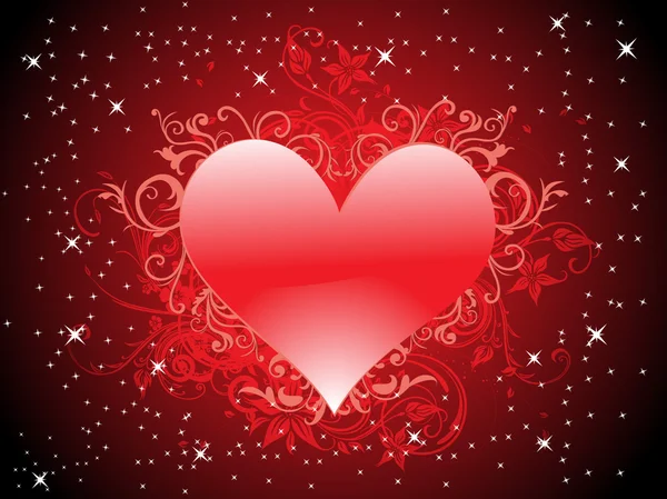 Sfondo con decorato cuore romantico — Vettoriale Stock