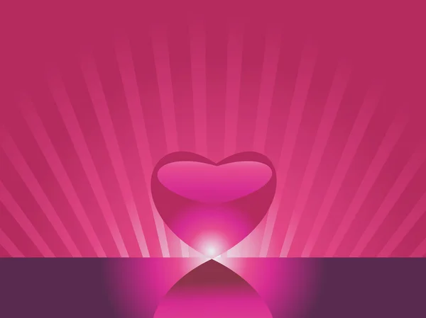 Φόντο ροζ ακτίνες με καρδιά — Διανυσματικό Αρχείο