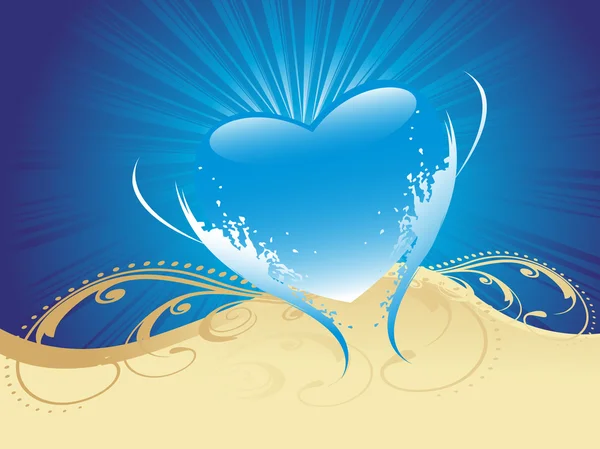Konstnärlig design med blå hjärta — Stock vektor