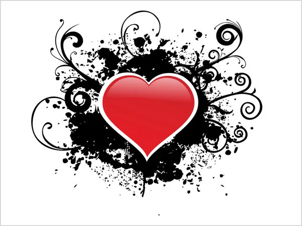 Фон с черным гранж-сердцем — стоковый вектор