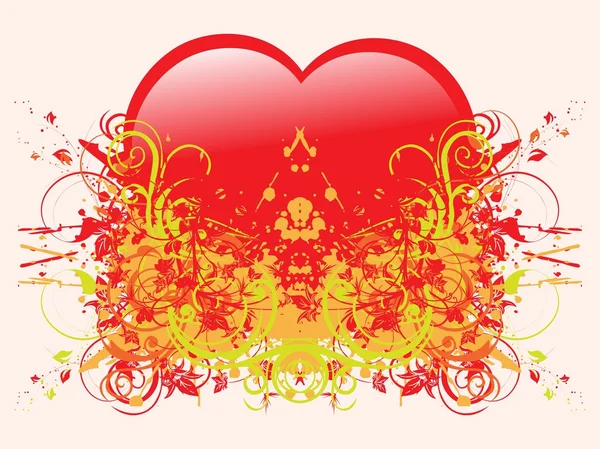 Grunge abstracto ilustración en forma de corazón — Vector de stock