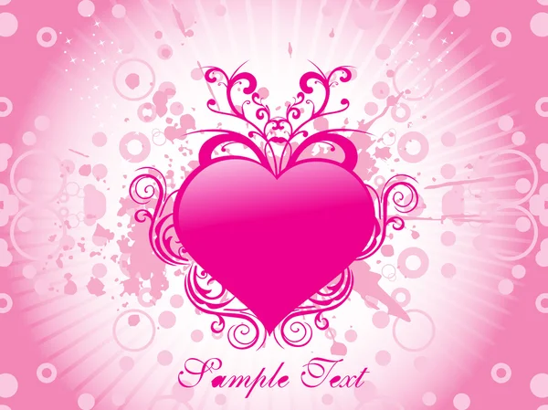 Coeur rose avec fond rétro — Image vectorielle