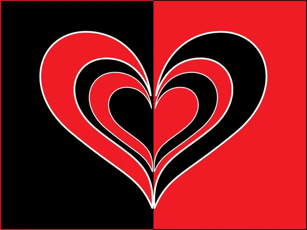 Vecteur rouge noir véritable carte d'amour — Image vectorielle