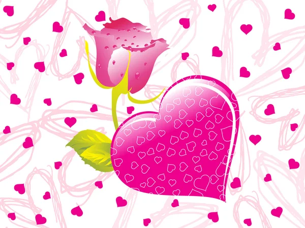 バラのテキストとピンクのバレンタイン — ストックベクタ