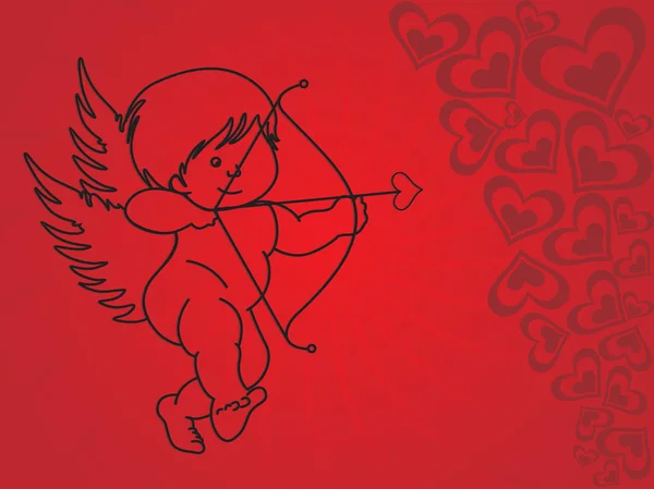 Cupido rojo abstracto con fondo rojo — Vector de stock