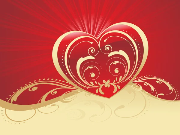 Romantic heartshape with artistic design — Stock Vector