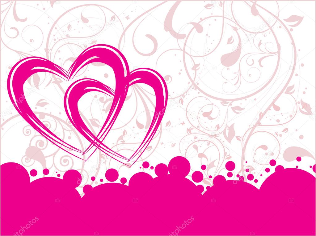 Floral background with romantic heart