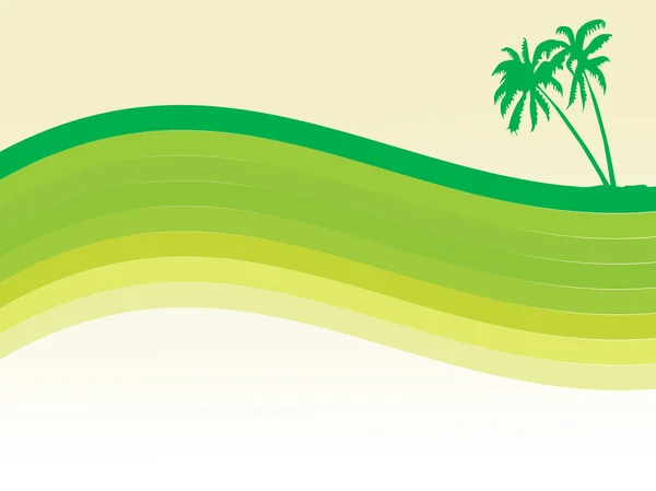Abstrato palmeira e ondas — Vetor de Stock