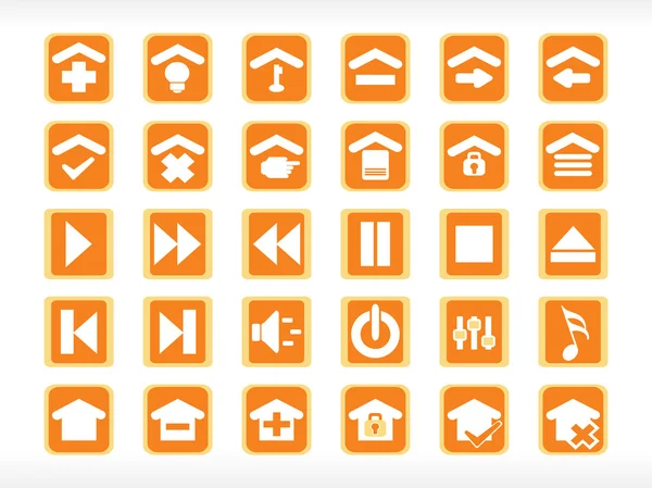 Medien-Ikone setzt Serie orange — Stockvektor