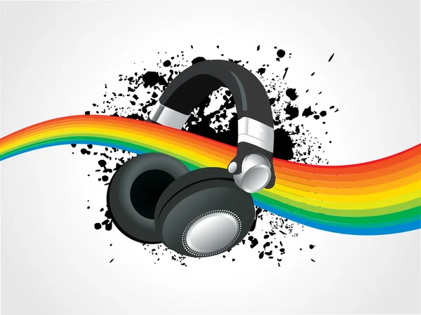 Kopfhörer mit Regenbogenlinien — Stockvektor