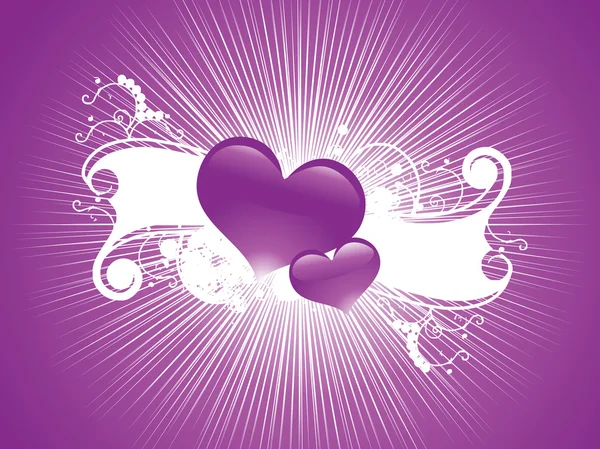 Purple two couple hearts — Stock Vector