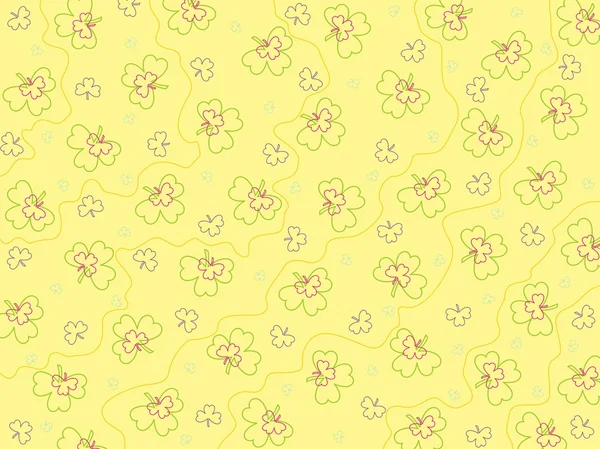Yellow background with clover — Stock Vector