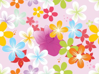 Vector colorful blooms wallpaper clipart