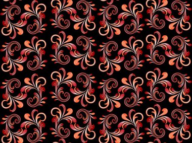 Black background with floral pattern clipart